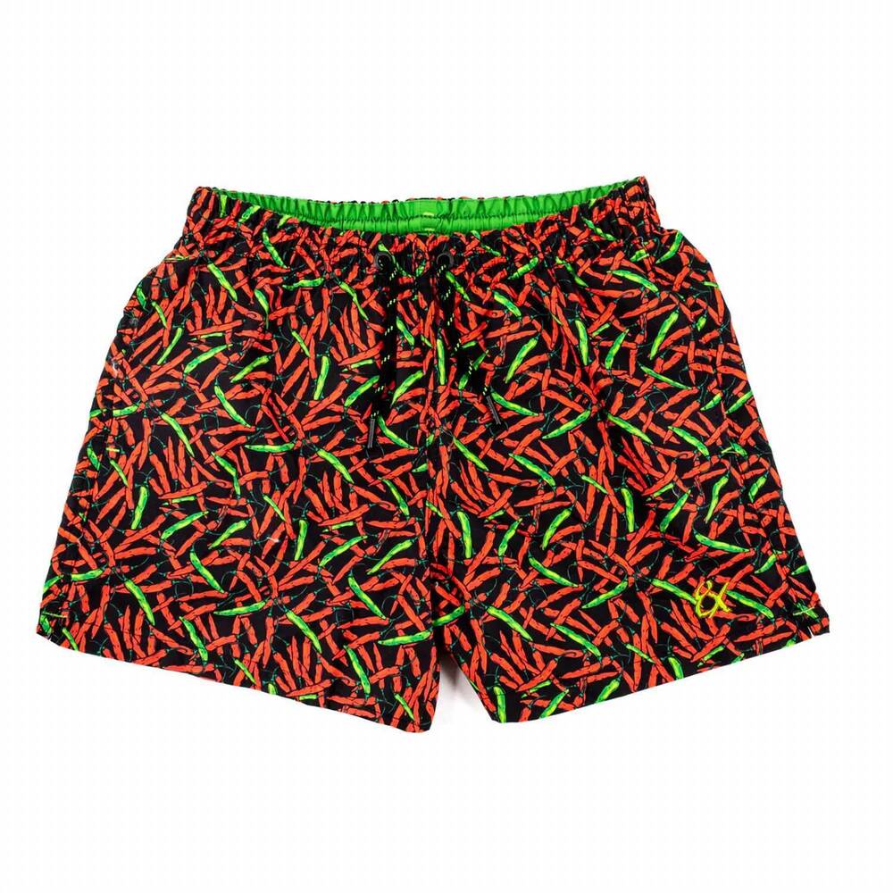 NEW EIGHT X men's pepper print swim trunks in chili